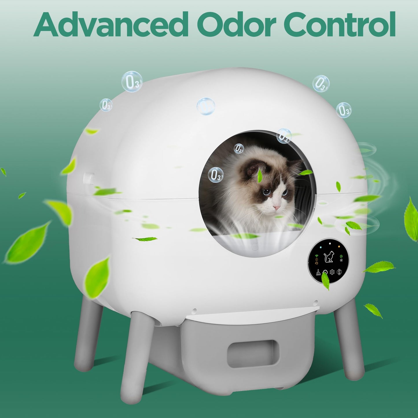 Self-Cleaning Cat Litter Box, Automatic Cat Litter Box for Multiple Cats, 100L Extra Large Cat Litter Box with APP Control, All Clumping Litter Can Use, Odor Removal, with Garbage Bags and Mat