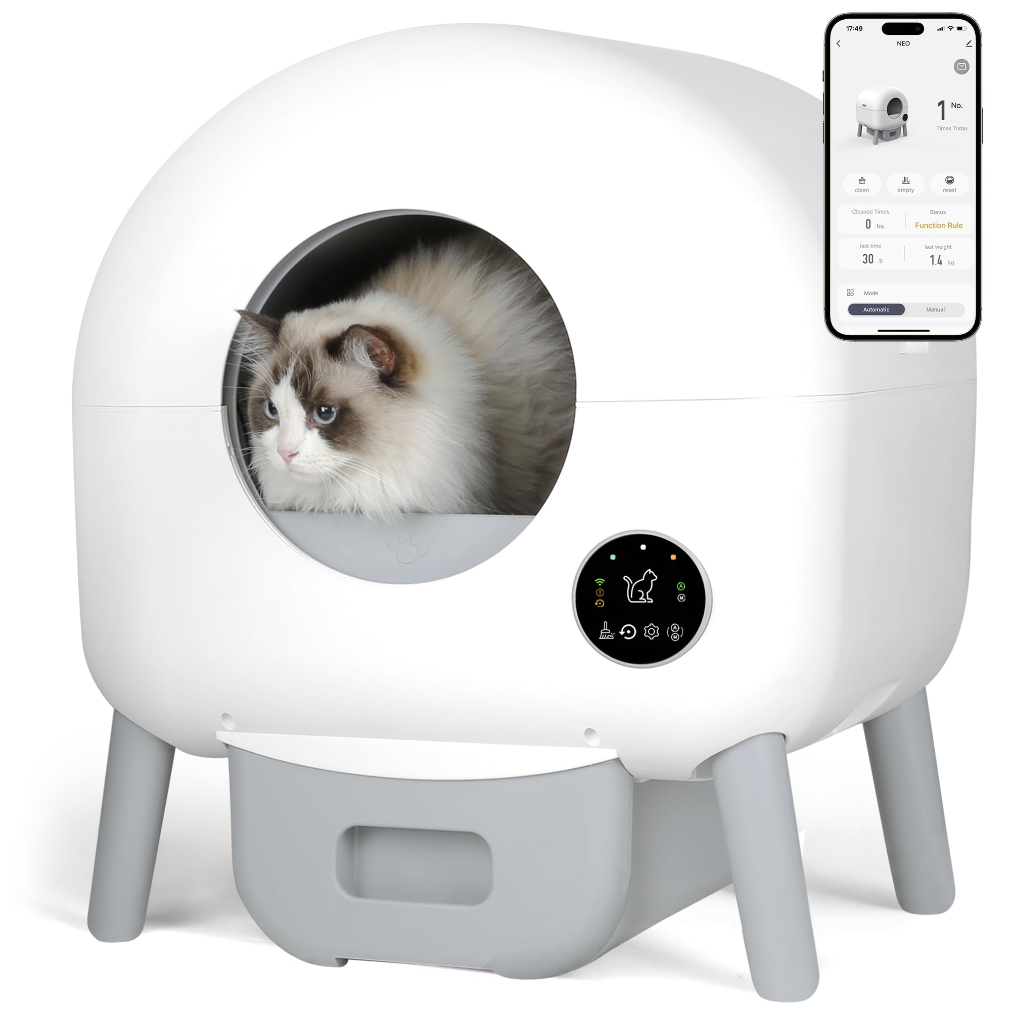 Self-Cleaning Cat Litter Box, Automatic Cat Litter Box for Multiple Ca ...