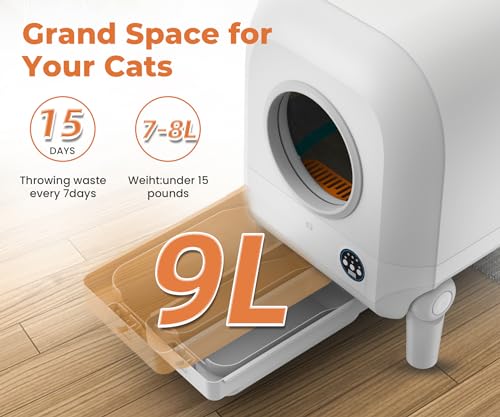 Self-Cleaning Cat Litter Box with Air Vent System,10 Safety Sensors, 100L X-Large Anti Pinch Automatic Cat Litter Box, Suitable for Multi-Cats, with Long Exhaust Duct and App Frees Your Hands