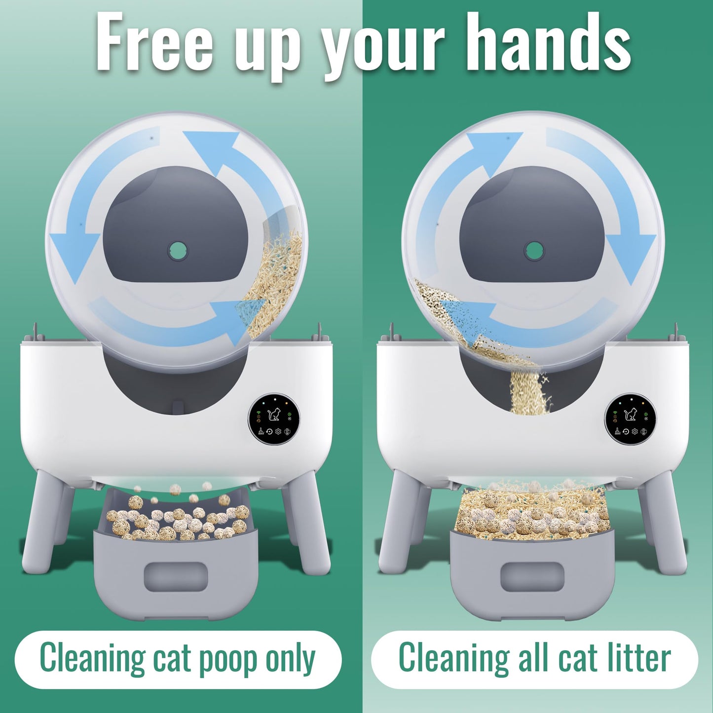 Self-Cleaning Cat Litter Box, Automatic Cat Litter Box for Multiple Cats, 100L Extra Large Cat Litter Box with APP Control, All Clumping Litter Can Use, Odor Removal, with Garbage Bags and Mat